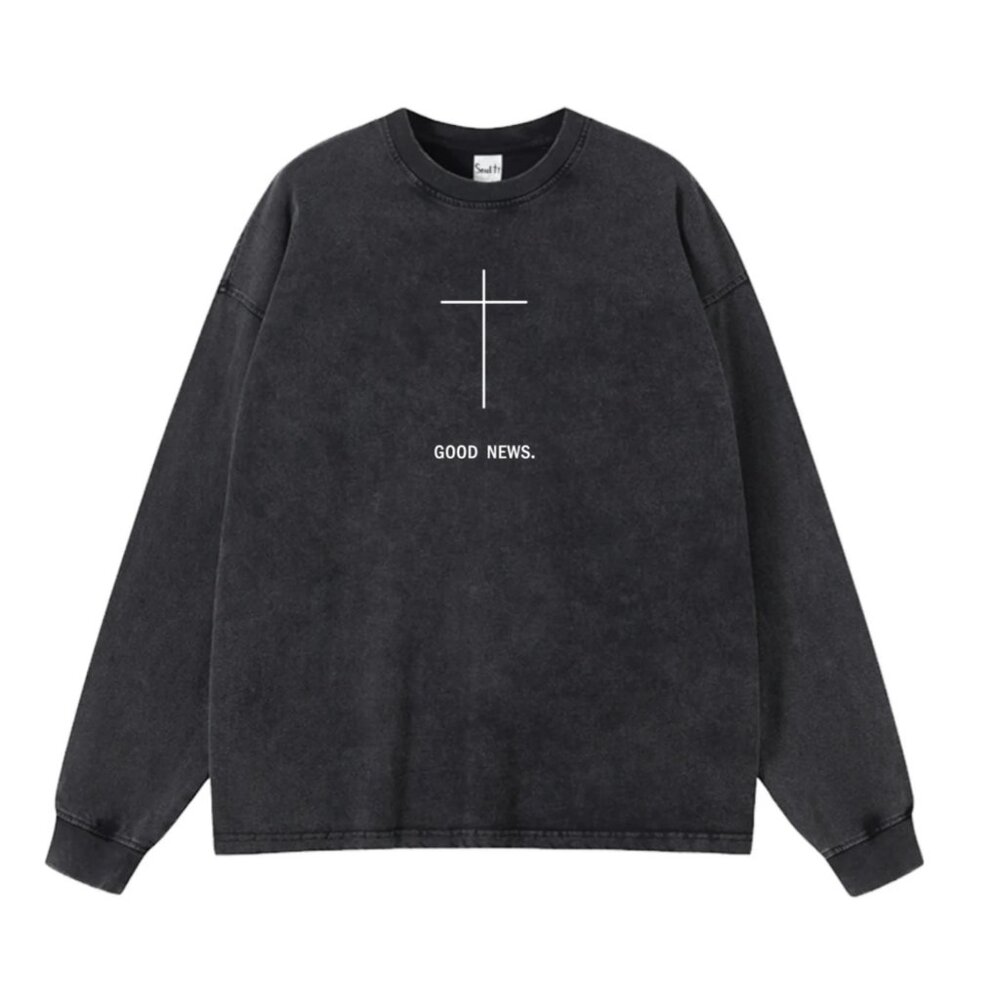 NEW Good News Washed Christian Long-sleeve T-shirt
